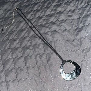 Silver and Black Circular Pendant Necklace